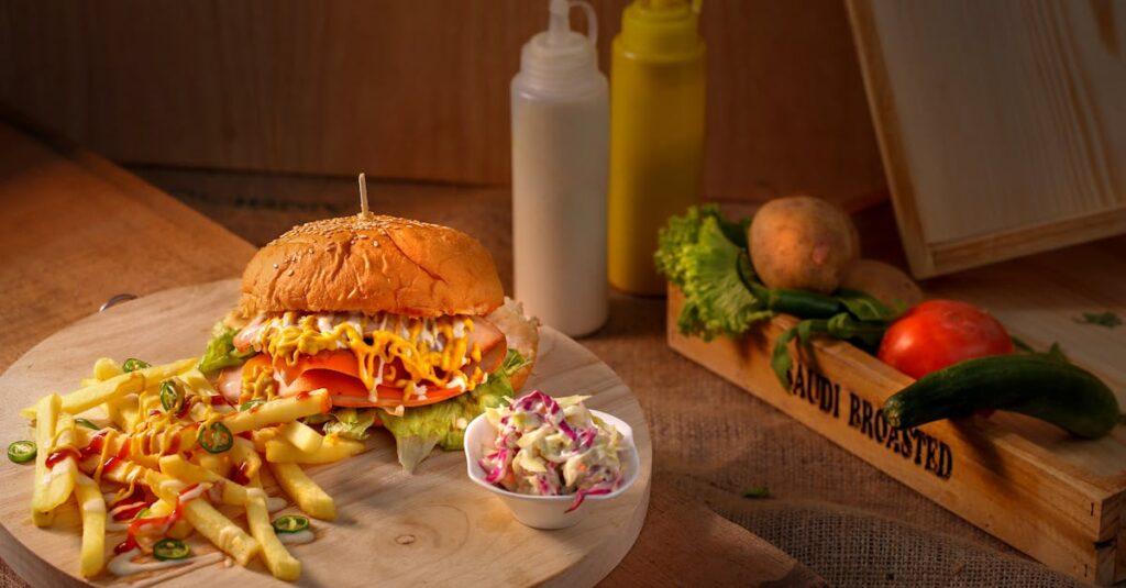 découvrez notre délicieux veggie burger, un savoureux mélange de légumes frais et de protéines végétales, parfait pour les amateurs de cuisine saine. idéal pour un repas équilibré et plein de saveurs, il ravira les papilles de tous, végétariens comme carnivores. goûtez à l'option gourmande et respectueuse de l'environnement !