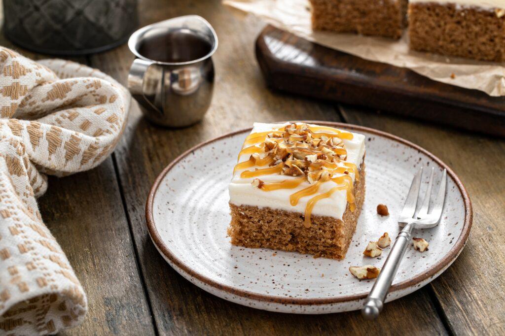Carrot or spice cake with cream cheese frosting
