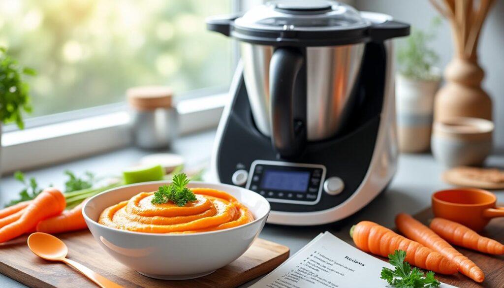 préparez facilement une délicieuse purée de carottes au thermomix avec notre recette simple et rapide. un accompagnement sain, onctueux et parfait pour toute la famille !