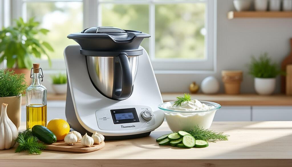 découvrez comment réaliser facilement un tzatziki crémeux et savoureux avec votre thermomix. suivez nos conseils et étapes simples pour une recette fraîche idéale en apéritif ou accompagnement.