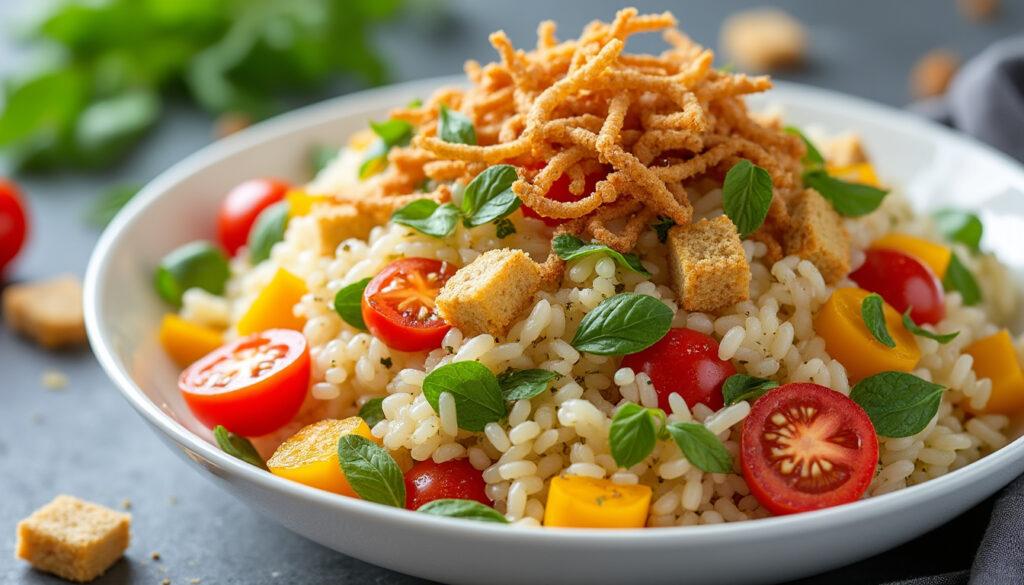 découvrez notre recette de salade de riz croustillant au thermomix : une préparation simple, rapide et savoureuse, idéale pour varier vos repas et surprendre vos invités. essayez-la dès maintenant !