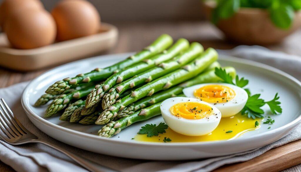 Asperges vertes et œufs mollets au Thermomix : une recette savoureuse et rapide découvrez comment préparer facilement des asperges vertes accompagnées d'œufs mollets grâce à votre thermomix. une recette rapide, savoureuse et idéale pour un repas sain et gourmand.