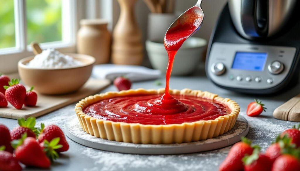 découvrez comment réaliser facilement une tarte aux fraises savoureuse et élégante grâce à votre thermomix. suivez nos étapes simples et régalez-vous avec un dessert frais et gourmand !
