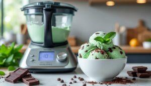 apprenez à préparer facilement une glace menthe chocolat onctueuse et gourmande grâce à votre thermomix. recette rapide, fraîcheur garantie pour régaler petits et grands !
