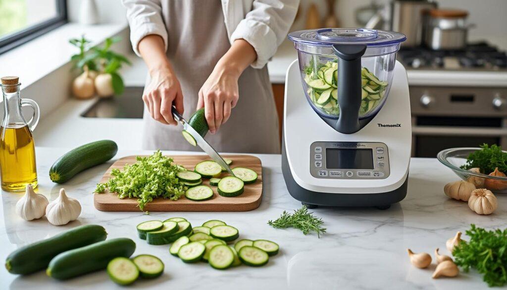 Découvrez comment cuisiner des courgettes au Thermomix facilement apprenez à préparer des courgettes délicieuses et faciles avec votre thermomix grâce à notre guide simple et rapide.