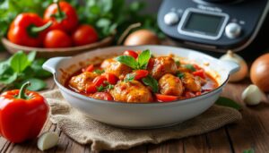 apprenez à préparer un savoureux poulet basquaise au thermomix grâce à notre recette simple et rapide, idéale pour un repas convivial et gourmand.