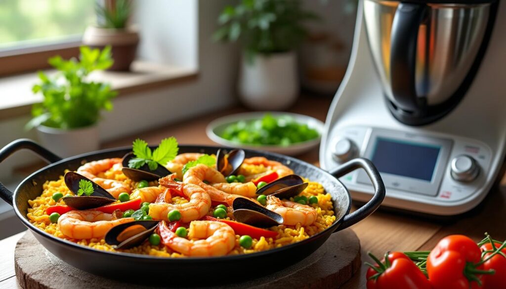 découvrez une recette facile de paella au thermomix pour 2025. profitez d'une préparation rapide et savoureuse pour régaler toute la famille.