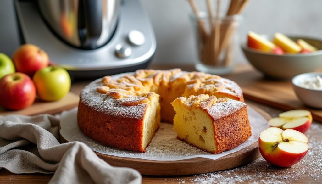 découvrez notre recette facile de gâteau aux pommes à réaliser rapidement avec votre thermomix. un dessert moelleux et savoureux pour toutes les occasions.