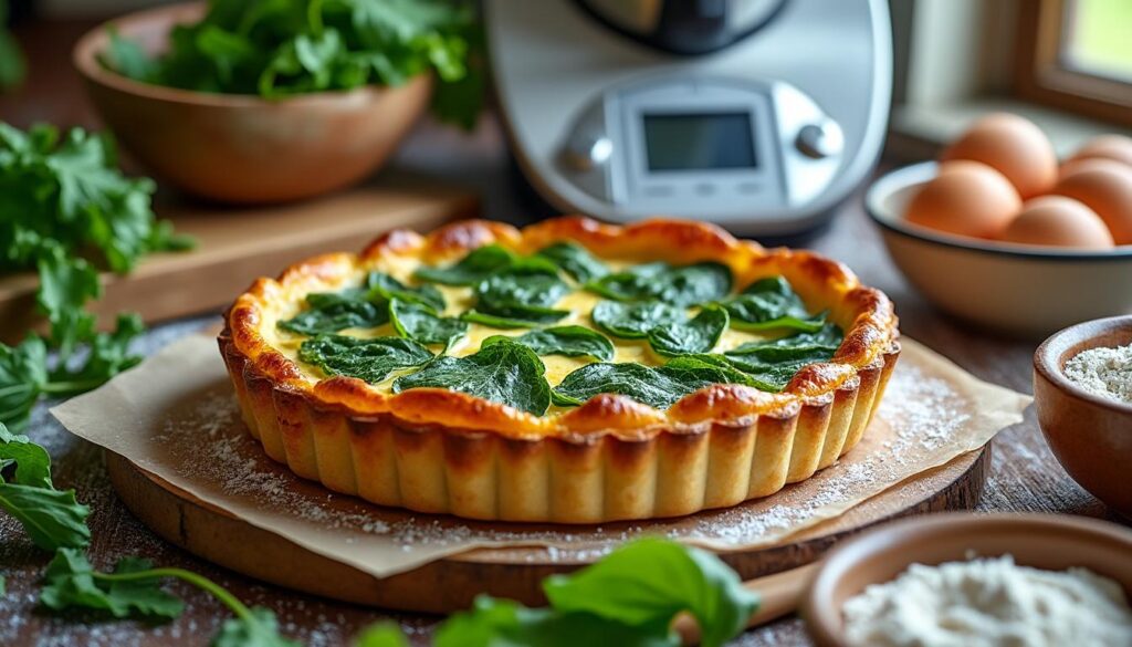 Recette facile de tarte aux blettes au Thermomix découvrez notre recette facile de tarte aux blettes préparée avec le thermomix, idéale pour un repas savoureux et rapide à réaliser.