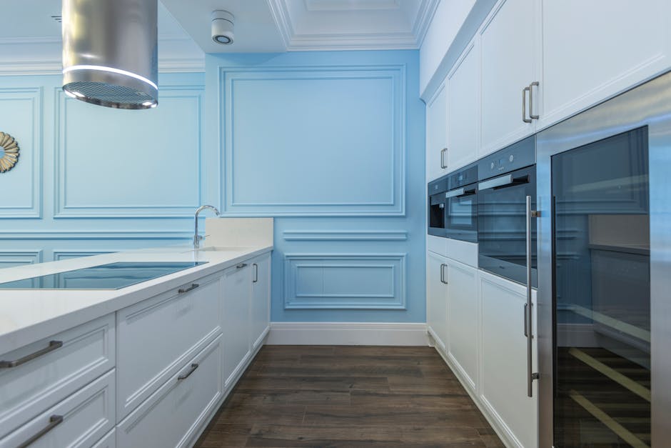 Modern premium kitchen robot with touchscreen on a clean countertop