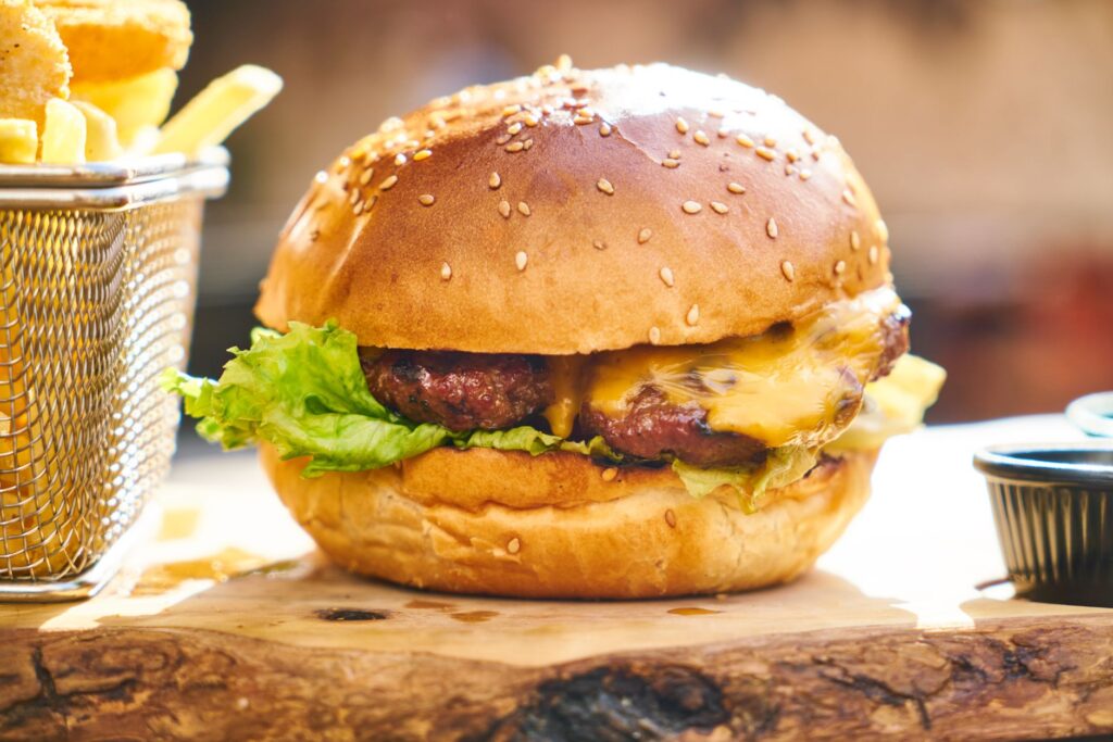 Photo De Mise Au Point Peu Profonde Du Hamburger